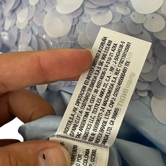 Zara Womens Mini Sequin Skirt Size S Light Blue Short Side Zip 3920/221 NWT - Picture 8 of 16